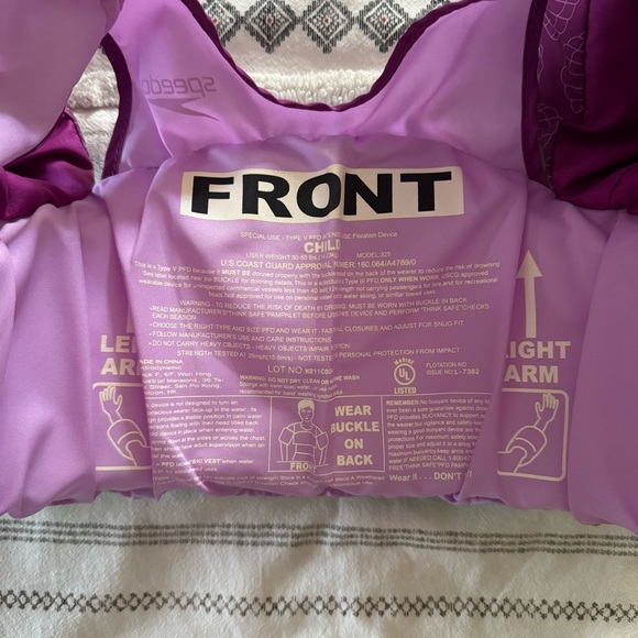 Speedo Lavender Swim Vest with Arm Support - Picture 3 of 4